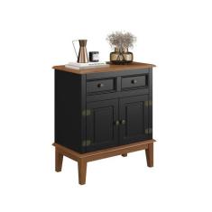 Balcão de Madeira Maciça 2 Portas e 2 Gavetas - Apaixone&Decore, Preto