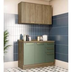 Armário de Cozinha Modulada Completa Reta 3 peças 1,20m 248 Botanic Ka