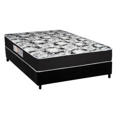 Cama Box Casal: Colchão Espuma Luckspuma D45 Gran Luck + Base Crc Suede Black(138X188)