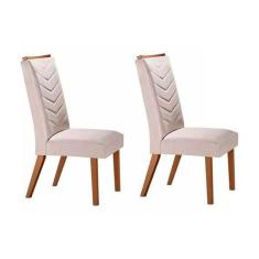 Cadeira Sala De Jantar Londrina Kit 2 Un Madeira Capuccino-suede Creme - Rufato