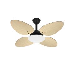 Ventilador Teto Trevo Preto 4 Pás Palha Natural Ventax 220V
