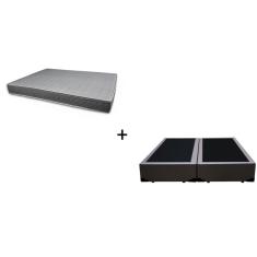 Cama Box Bipartido King Sintético Marrom 193 com Colchão Boston Bello Box - 100% Espuma - D33 Cinza