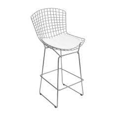 Banqueta Bertoia Cromada D60 Assento Sintético Branco