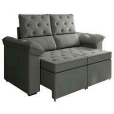 Sofá Retrátil 2 Lugares Inglaterra Suede Cinza - EXATA, Cinza