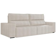 Sofá Retrátil 234 cm Sala de Estar Leonel Suede Bege - Gran Belo