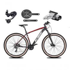 Bicicleta Aro 29 Ksw Xlt Deore E Altus 27v Freio Hidráulico Garfo Trava Pneu Faixa Bege - Preto-vermelho-branco Tam.21