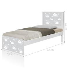 Cama Juvenil Com Cabeceira Barcelona Nuvem Cinza Menino E Menina