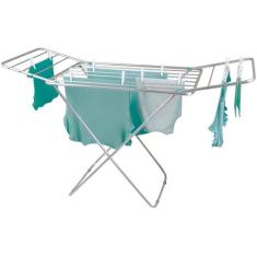 Varal de Chão com Abas Retrátil Slim Alumínio Mor, Prata