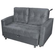 Sofá Cama Reclinável 2 Lugares 140cm Drika Cinza Matrix, Cinza, 2