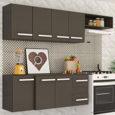 Cozinha Compacta Aline 7 Portas 2 Gavetas Preto Fosco - Panorama Móveis