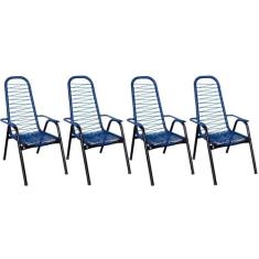 Kit 4 Cadeiras De Área E Varanda Fio Azul Fortmix