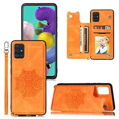 Capa de couro flip para Samsung Galaxy S21 Plus S20 FE Note 20 Ultra S10 Lite A21S A31 A41 A51 A71 A12 A32 A52 A72 Capa para cartão, laranja, para Samsung S20 Ultra