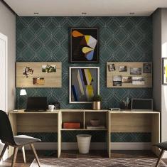 Conjunto Home Office com 2 Escrivaninhas, 2 Painéis e 1 Nicho Master Luciane Móveis