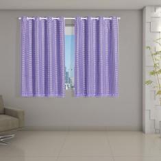 Cortina Blackout Pata Com Voil Xadrez 2,80 M X 1,60 M Lilás