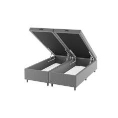 Base Box Baú Queen Lions 35cm 1,98m 1,58m Cinza