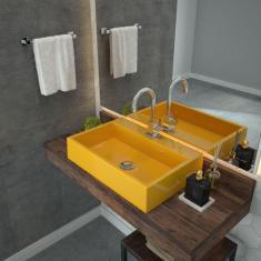 Kit Cuba RT55 com Válvula Click 1 Polegada G e Sifão Pvc e Flexível Compace Amarelo