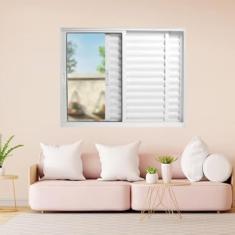 Janela Veneziana de Alumínio 3 Folhas 100 x 150cm Linha 25 Esquadrias Bergamo Branco
