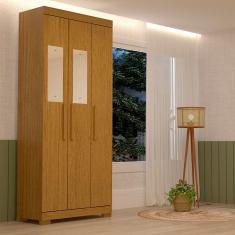 Guarda-roupa Solteiro 82,60cm 3 Portas com Espelho 100% Mdf Papoulas Espresso Móveis Cinamomo