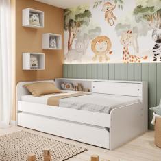 Bicama Infantil Solteiro com Módulo Lateral Caracol Movelbras - Branco