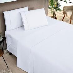 Jogo de Cama King Percale 200 Fios Ponto Palito Elegance 04 Peças - BI