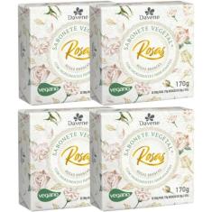 4UN Sabonete Vegetal Rosas Brancas 170G Davene