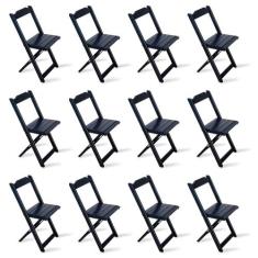 Kit 12 Cadeiras Dobrável Madeira Preta - Tarimatã - TARIMATA