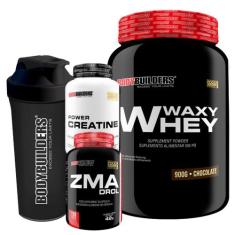 Kit Waxy Whey 900g + ZMADrol 120 Cápsulas + Power Creatina 100g + Coqu