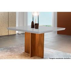 Mesa p/ Cozinha Berlim c/ Tampo 90x90cm Madeirado Vidro Canto Curvo - Imbuia/Off White - Rufato