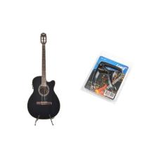 Kit violão land eletrico nylon preto lw-n-40e   capotraste