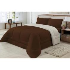 Edredom Casal + Jogo De Lençol Malha 100% Algodão Liso - Enxovais Anna