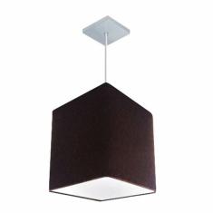 Lustre Pendente Quadrado Vivare Md-4051 Cúpula Em Tecido 31/2