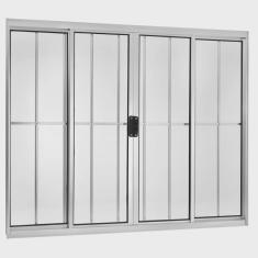 Janela de Alumínio de Correr 100x150cm com Grade 4 Folhas Central Ecosul Esquadrisul