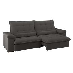 Sofá 4 Lugares Retrátil e Reclinável Módena Molas Ensacadas Linho Grafite