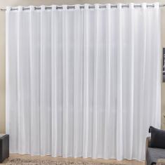 Cortina Roma 2,00M X 1,70M Branca Tecido Rafia Detalhado Para Sala Ou Quarto