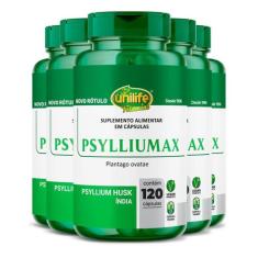 Kit 5 Psyllium Unilife Psylliumax 120 Cáspulas