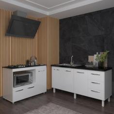 Balcão Cozinha Gabinete de Pia 160 cm Estela e Balcão Para Fogão Cookt