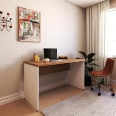 Mesa de Escritório Natus 40mm 130 Bramov Móveis Branco/carvalho Mel