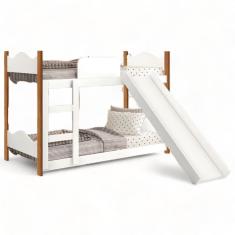 Beliche Encanto Branca e Nature com Escorregador e 02 Colchões Gabrielli