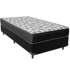 Cama Box Preto E Colchão Iso100 Espuma D33 Solteiro Ortobom