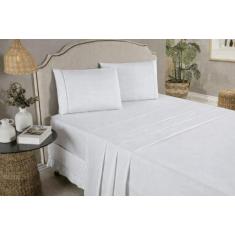 Jogo de Cama Casal 4 Peças Percal 400 Fios 100 Algodão  Ponto Palito  