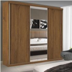 Guarda Roupa Casal com Espelho 3 Portas de Correr Evidence Espresso Móveis Freijó
