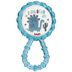 Chocalho Bebê Infantil A Partir dos 4 Meses Com Mordedor e Alça Texturizada Dinossauro Azul Baby Go