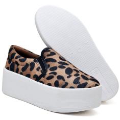Tênis Feminino Onça Animal Print Solado Grosso Plataforma