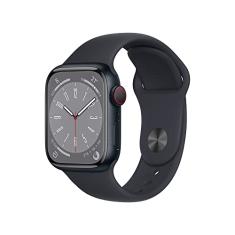 Apple Watch Series 8 (GPS + Cellular), Smartwatch com caixa meia-noite de alumínio – 41 mm • Pulseira esportiva meia-noite – Padrão