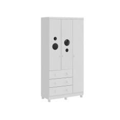 Guarda Roupa Bebê Moveis Peroba Bolinha 03 portas 03 gav MDF