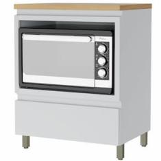 Balcão Nesher Rainha em MDF 15mm com Nicho para Micro-ondas, 1 Gaveta e 1 Prateleira - 70cm de largura