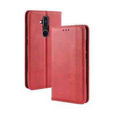 Capa para Nokia 8.1, capa flip carteira com suporte de couro para Nokia 8.1, capa magnética retrô, capa de telefone carteira com compartimentos para cartões