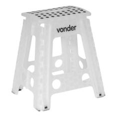 Banqueta De Plástico Dobrável Multiuso Com Alça Vonder, Branco, 450mm