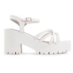 Sandália Ramarim Tratorada tiras Feminina, 37, Branco, Branco