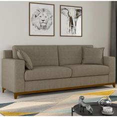 Sofá Living Vintage 3 Lugares 200cm em Linho Slim - Arte Cúbica Estofa